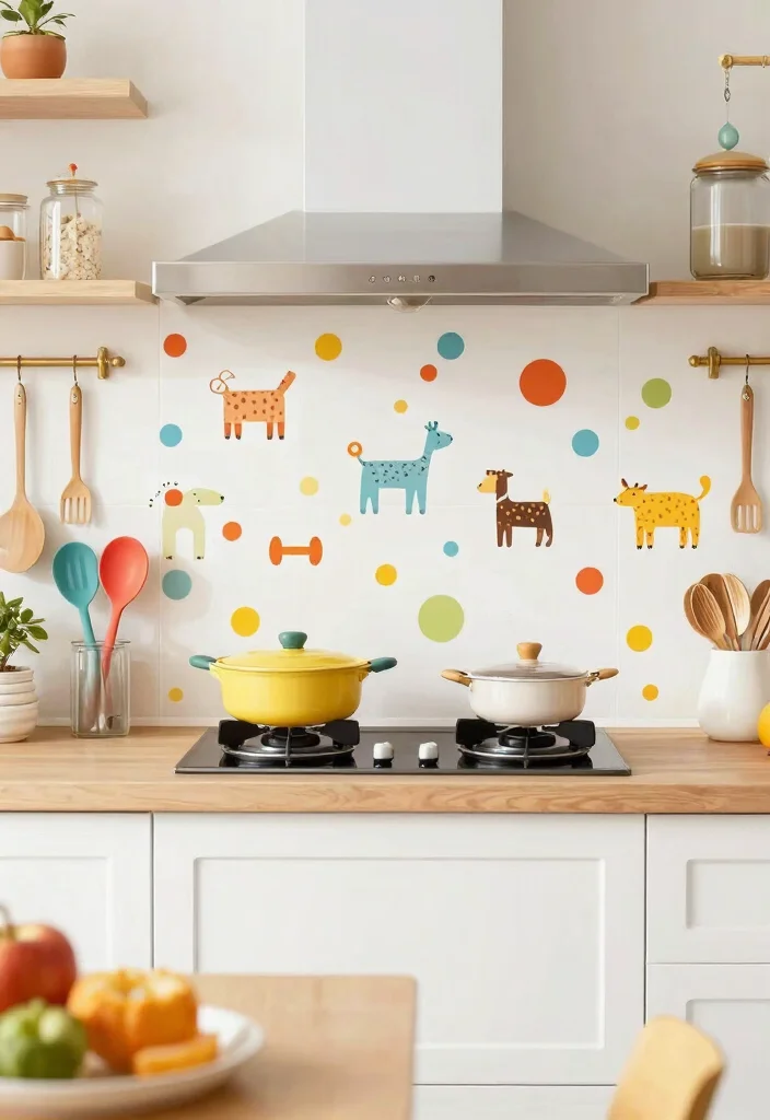 15 Stunning Peel-and-Stick Backsplash Ideas for Renters That'll Transform Your Kitchen! - 12. Fun Patterns for Kids’ Spaces 1