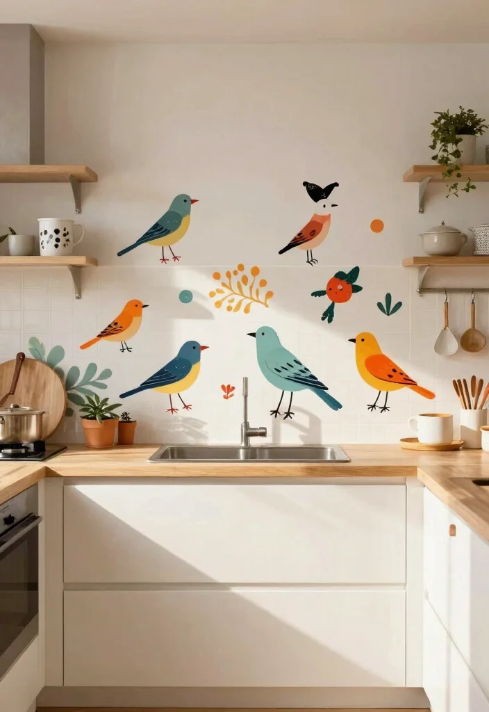 15 Stunning Peel-and-Stick Backsplash Ideas for Renters That'll Transform Your Kitchen! - 14. Whimsical Patterns 1