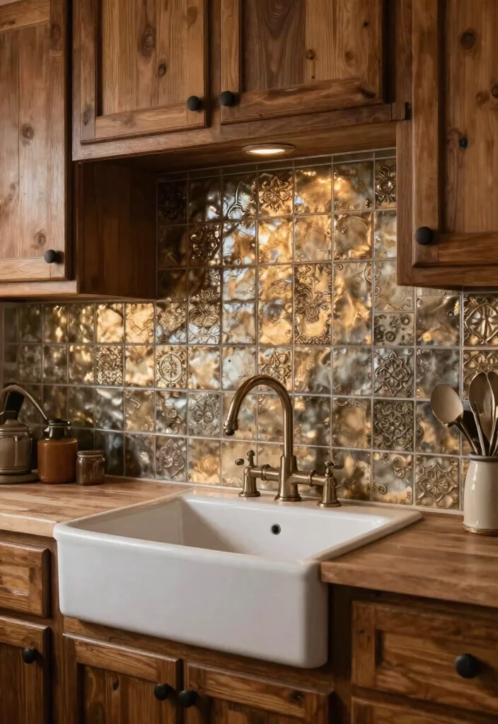 15 Stunning Peel-and-Stick Backsplash Ideas for Renters That'll Transform Your Kitchen! - 3. Vintage Tin Tiles 1