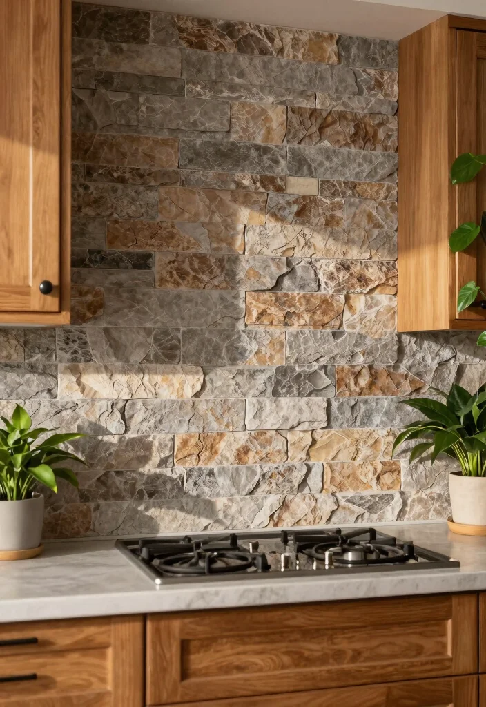 15 Stunning Peel-and-Stick Backsplash Ideas for Renters That'll Transform Your Kitchen! - 5. Textured Stone Look 1
