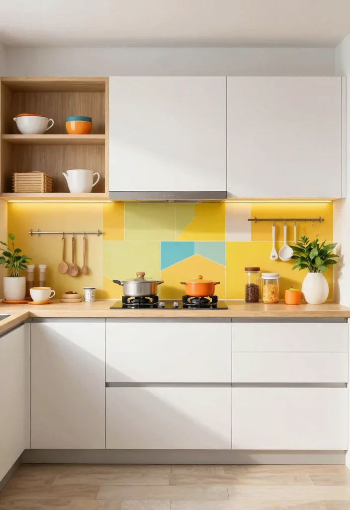 15 Stunning Peel-and-Stick Backsplash Ideas for Renters That'll Transform Your Kitchen! - 9. Color-Blocked Designs 1