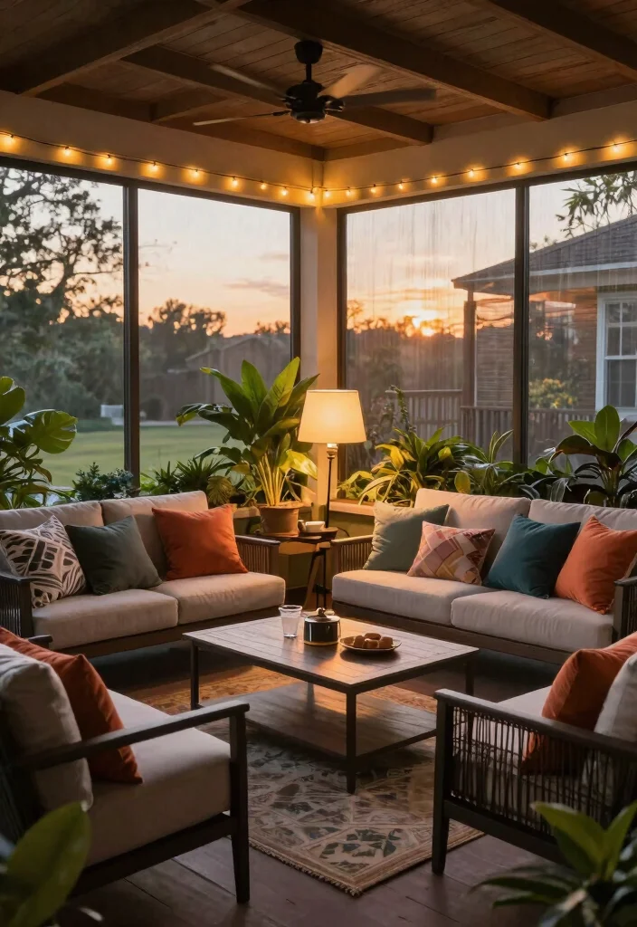 15 Stunning Screened In Porch Ideas That'll Make You Want to Move Outside! - 10. Outdoor Living Room 1