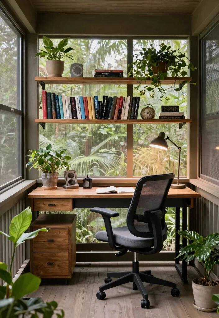 15 Stunning Screened In Porch Ideas That'll Make You Want to Move Outside! - 12. Stylish Study Nook 1