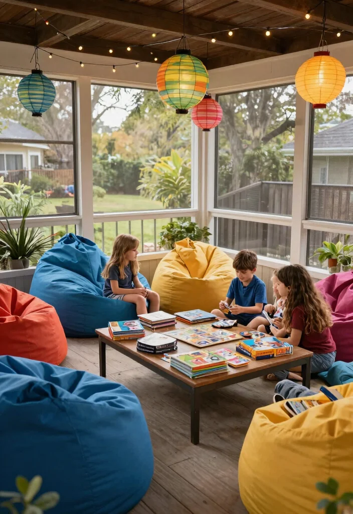 15 Stunning Screened In Porch Ideas That'll Make You Want to Move Outside! - 7. Family Game Zone 1