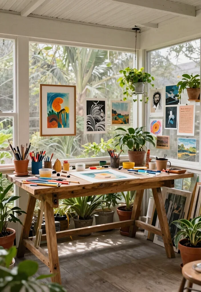 15 Stunning Screened In Porch Ideas That'll Make You Want to Move Outside! - 9. Artsy Studio Space 1
