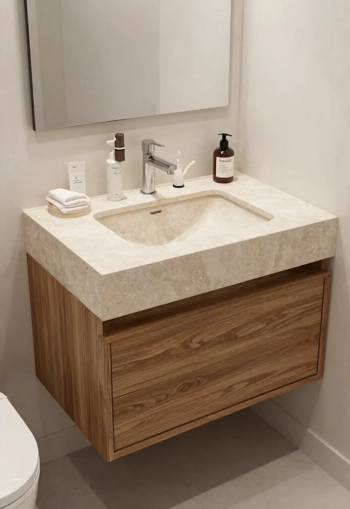 15 Stunning Small Bathroom Countertops Ideas That'll Transform Your Tiny Space! - 11. Dual-Level Countertops 1