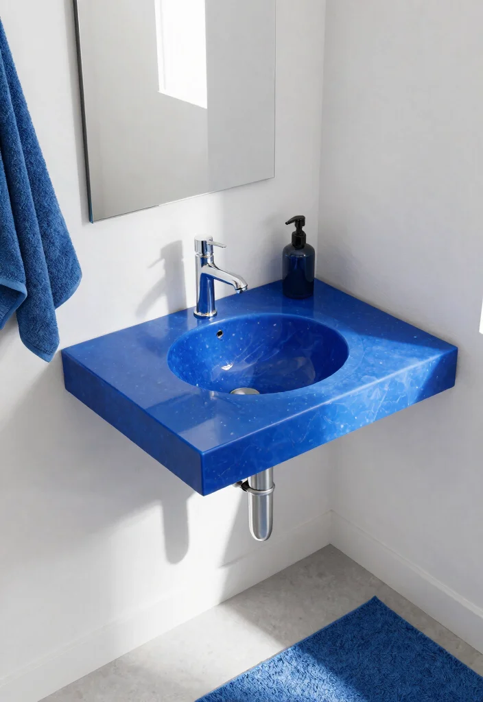 15 Stunning Small Bathroom Countertops Ideas That'll Transform Your Tiny Space! - 3. Bold Color Choices 1