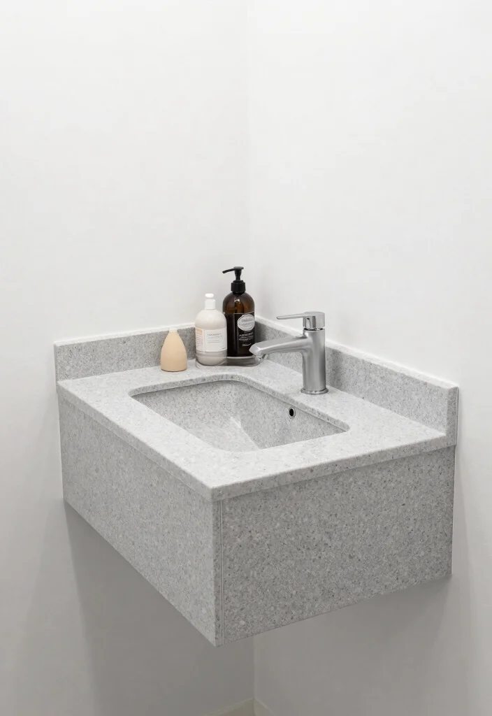 15 Stunning Small Bathroom Countertops Ideas That'll Transform Your Tiny Space! - 5. Sleek Quartz Surfaces 1