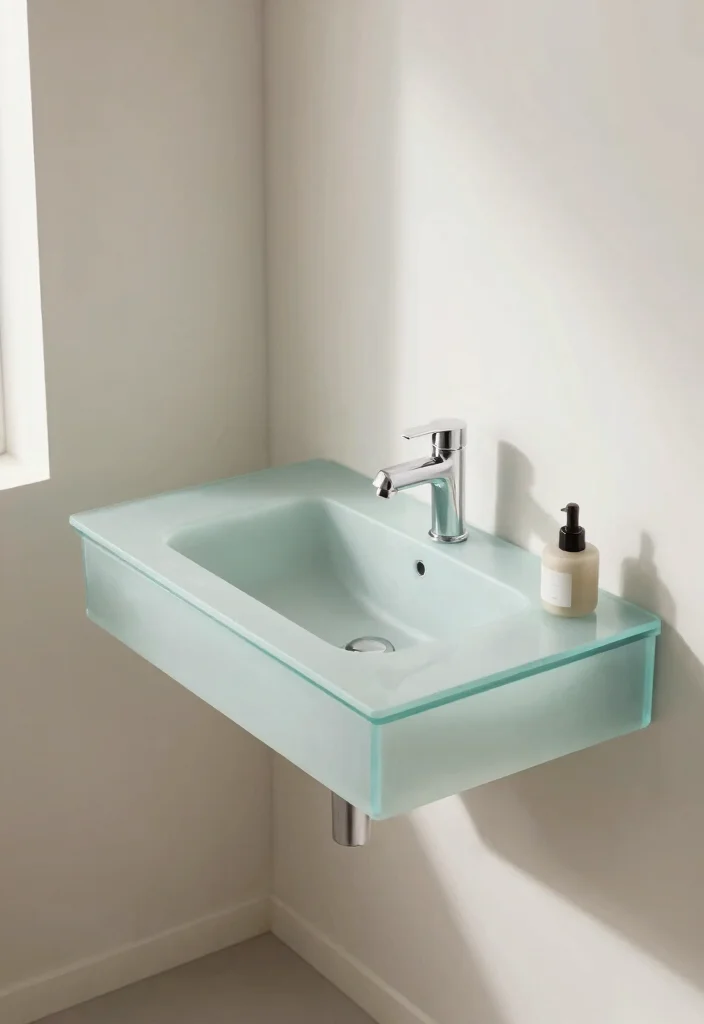 15 Stunning Small Bathroom Countertops Ideas That'll Transform Your Tiny Space! - 7. Glass Countertops for an Open Feel 1