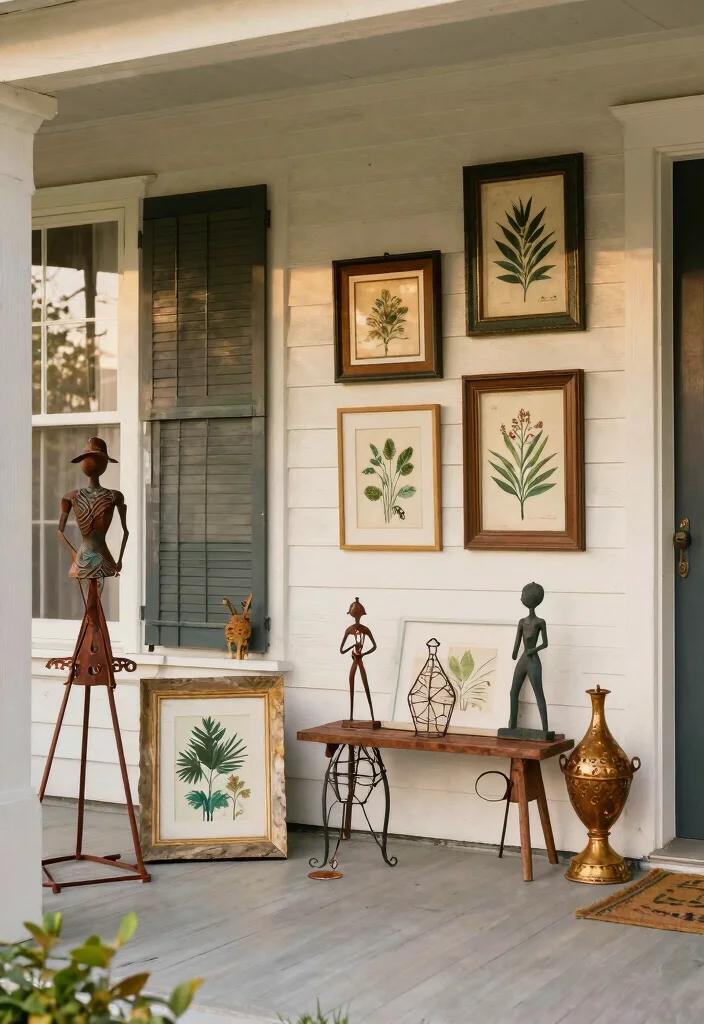 15 Stunning Vintage Front Porch Ideas That Will Make You Want to Sip Lemonade All Day! 54 15 Stunning Vintage Front Porch Ideas That Will Make You Want to Sip Lemonade All Day! - 11. Outdoor Art 1