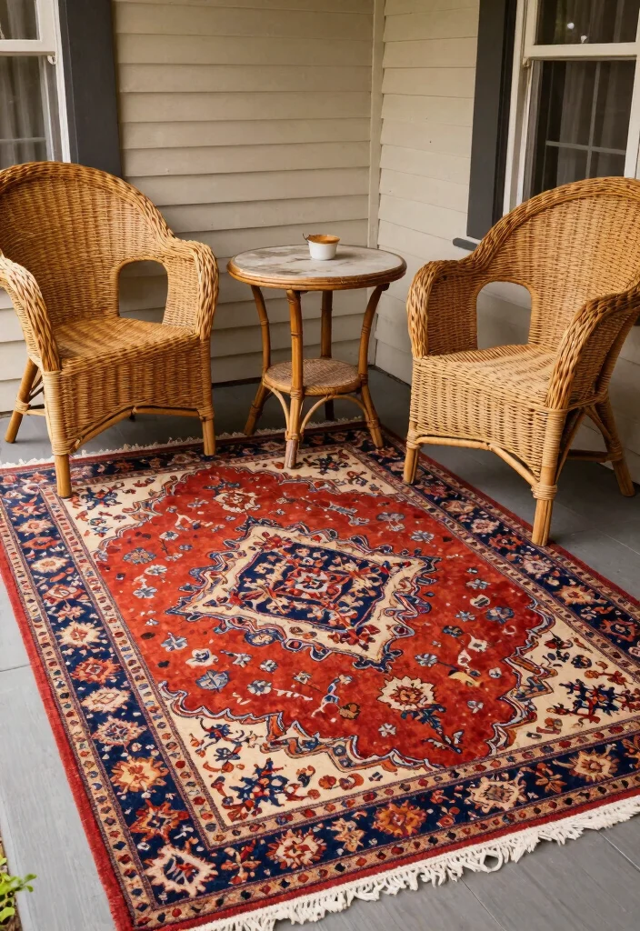 15 Stunning Vintage Front Porch Ideas That Will Make You Want to Sip Lemonade All Day! 55 15 Stunning Vintage Front Porch Ideas That Will Make You Want to Sip Lemonade All Day! - 12. Vintage Rugs 1