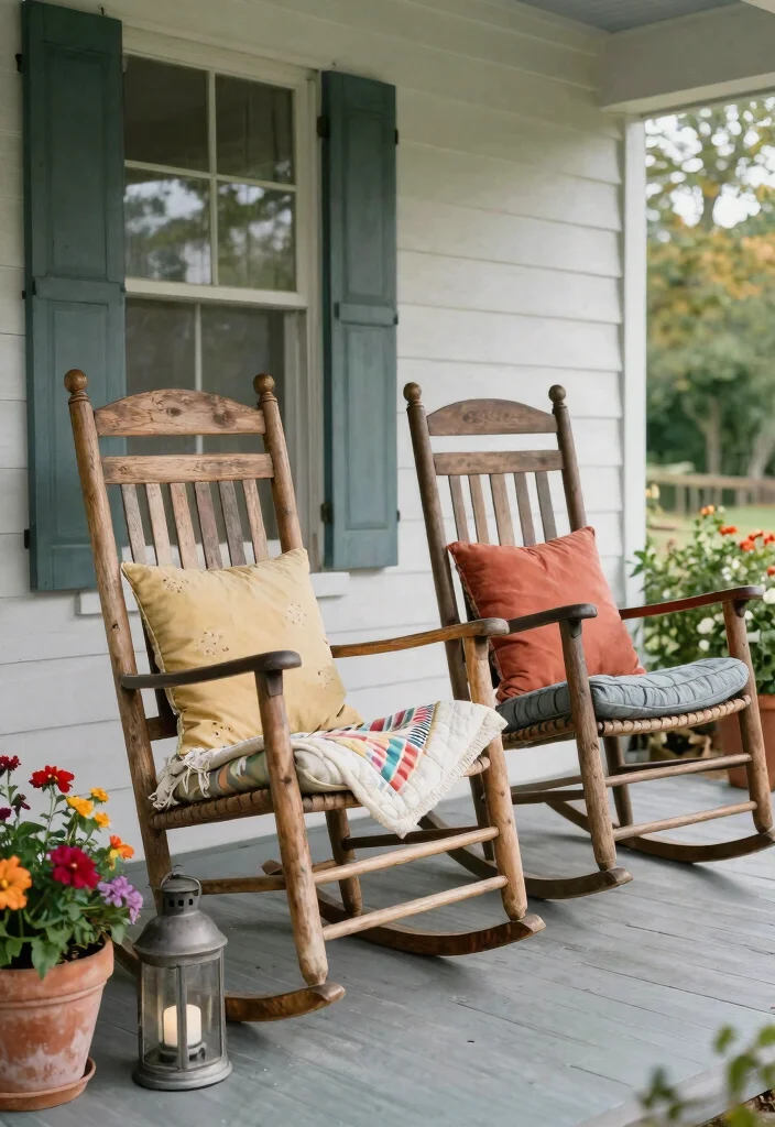 15 Stunning Vintage Front Porch Ideas That Will Make You Want to Sip Lemonade All Day! 13 15 Stunning Vintage Front Porch Ideas That Will Make You Want to Sip Lemonade All Day! - 2. Rocking Chair Romance 1