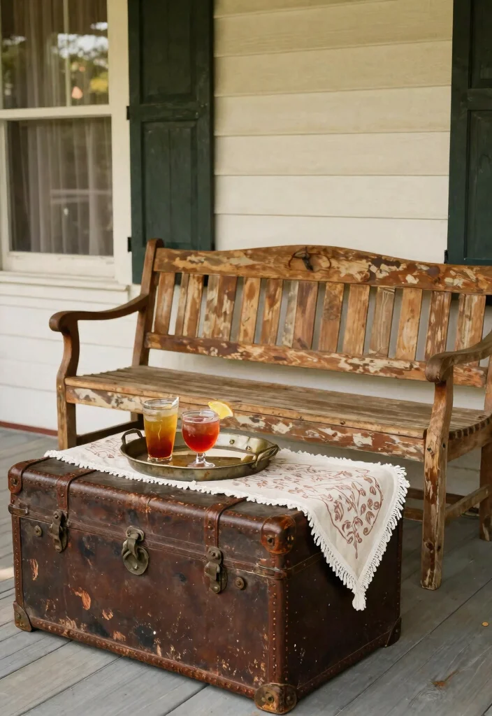 15 Stunning Vintage Front Porch Ideas That Will Make You Want to Sip Lemonade All Day! 41 15 Stunning Vintage Front Porch Ideas That Will Make You Want to Sip Lemonade All Day! - 8. Vintage Furniture Finds 1