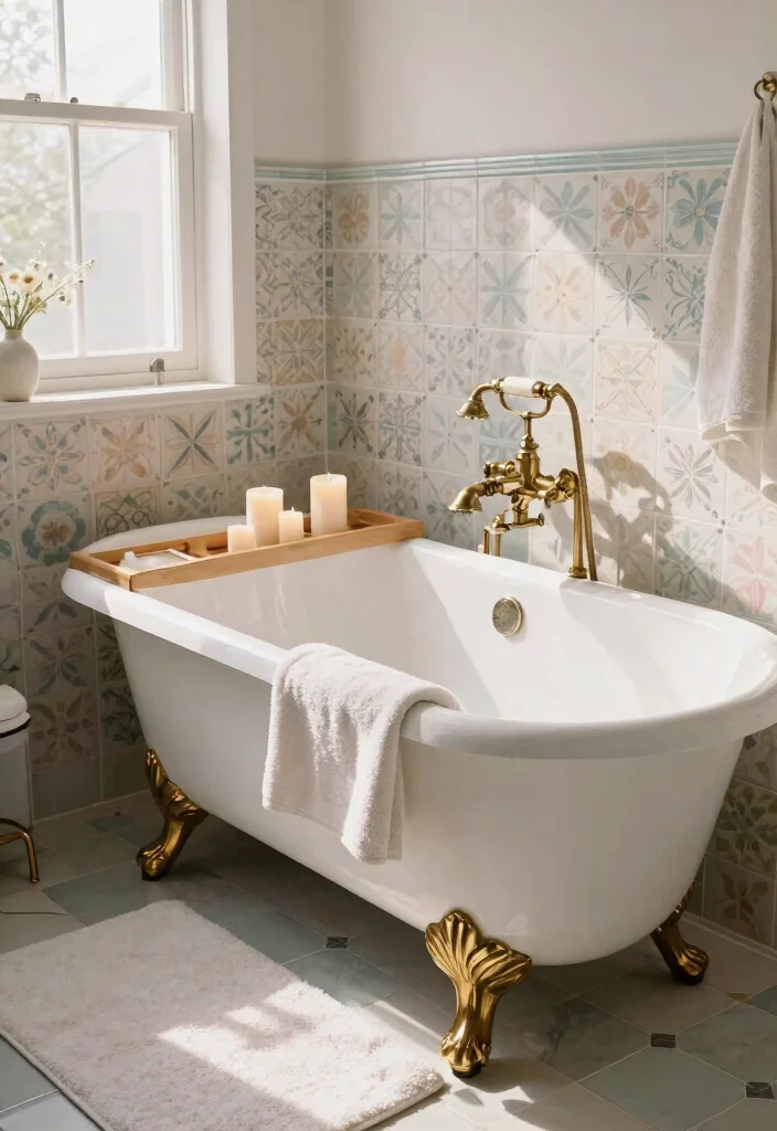 15 Stylish Vintage Bathroom Ideas That'll Make You Want to Renovate Today! 2 15 Stylish Vintage Bathroom Ideas That'll Make You Want to Renovate Today! - 1. Clawfoot Tub Elegance 1