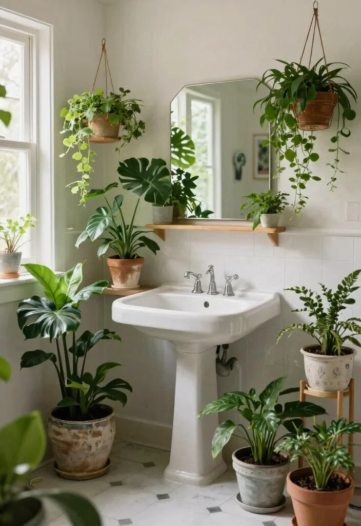 15 Stylish Vintage Bathroom Ideas That'll Make You Want to Renovate Today! 57 15 Stylish Vintage Bathroom Ideas That'll Make You Want to Renovate Today! - 14. Vintage Plants for a Fresh Touch 1