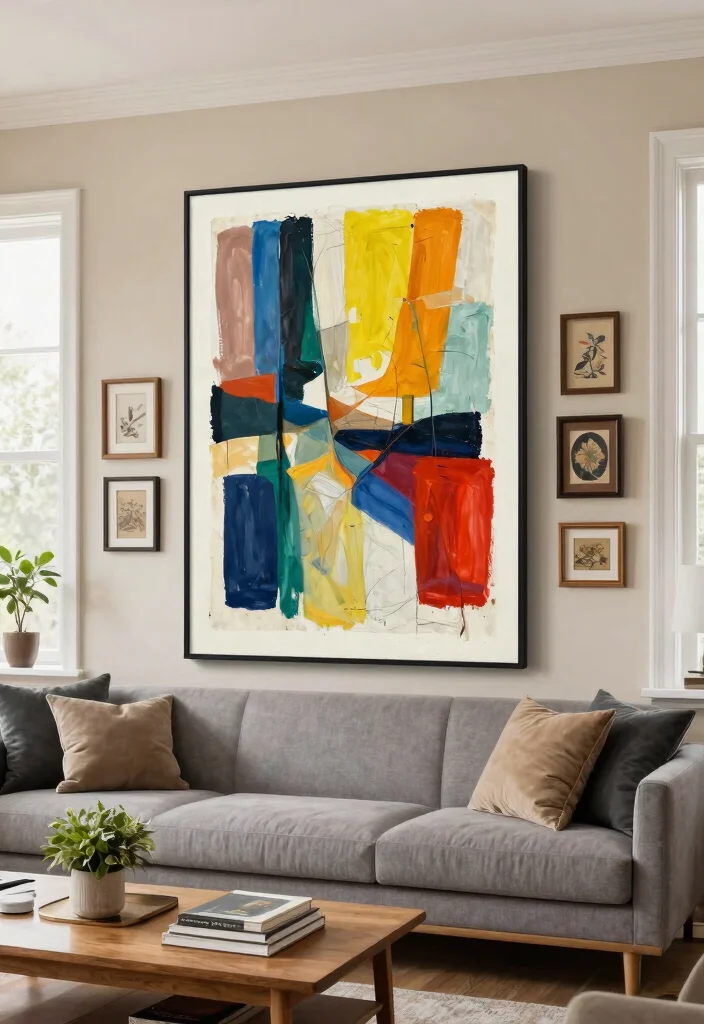 15 Transitional Interior Design Ideas That Will Elevate Your Living Room Instantly! 27 15 Transitional Interior Design Ideas That Will Elevate Your Living Room Instantly! - 6. Use Artwork as Focal Points 1