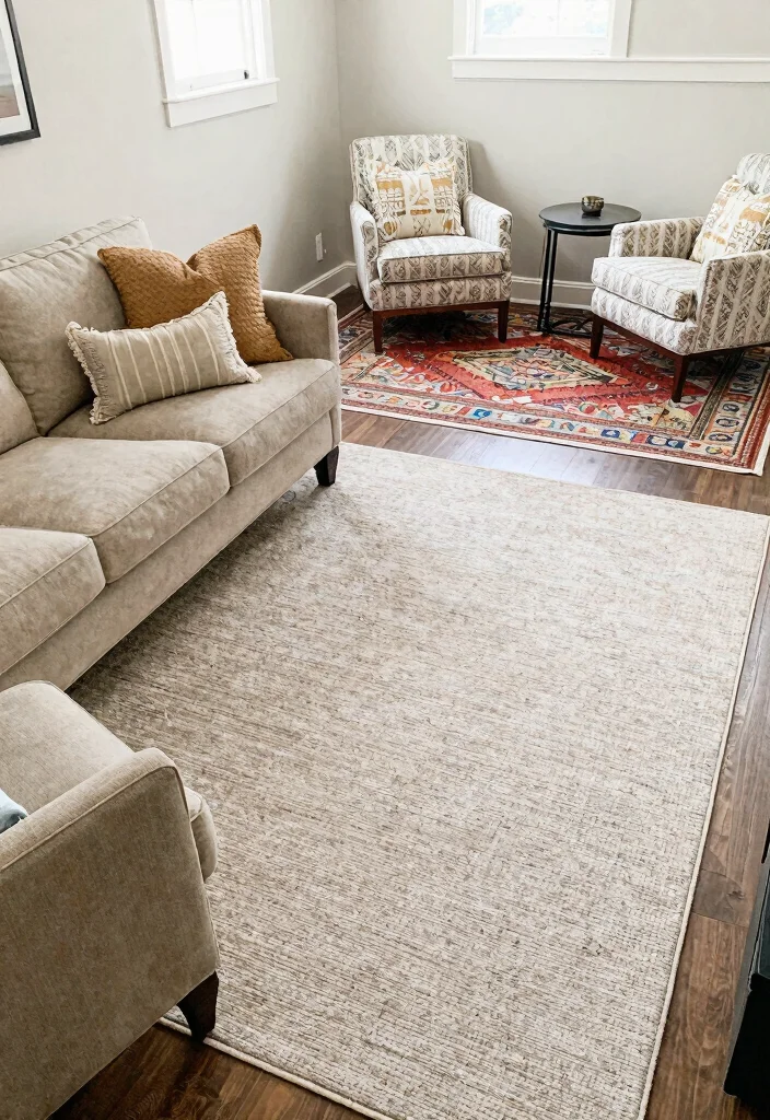 15 Transitional Interior Design Ideas That Will Elevate Your Living Room Instantly! 32 15 Transitional Interior Design Ideas That Will Elevate Your Living Room Instantly! - 9. Create Zones with Area Rugs 1