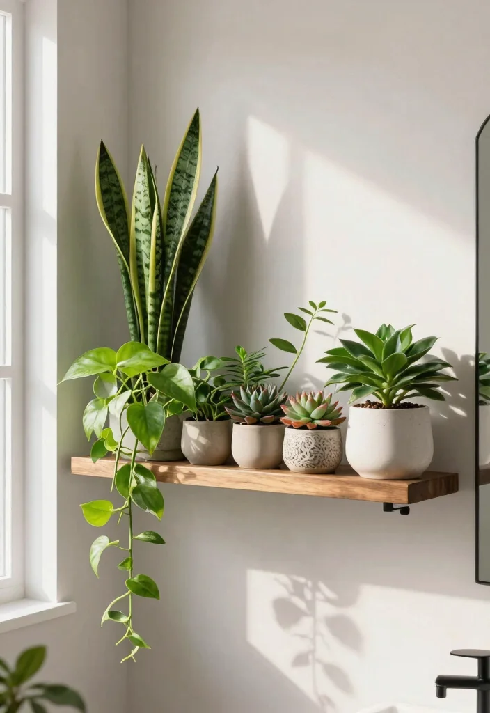 15+ Unique Bathroom Ideas with Plants That'll Transform Your Space (You Won't Believe #7!) - 1. Floating Shelf Oasis 1