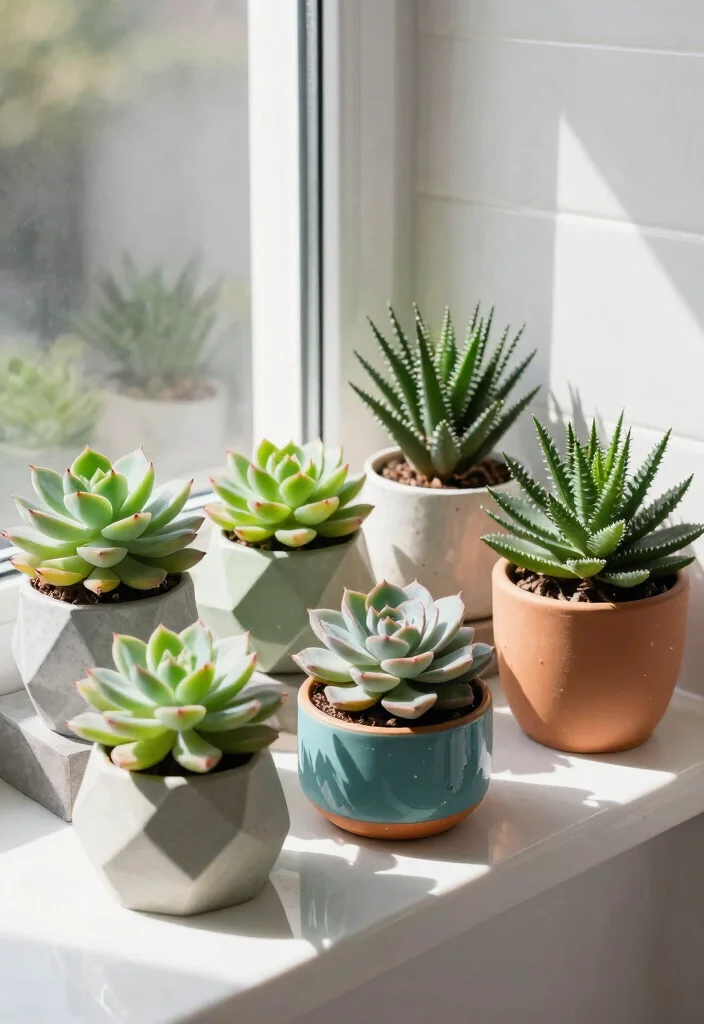 15+ Unique Bathroom Ideas with Plants That'll Transform Your Space (You Won't Believe #7!) - 3. Succulent Showcase 1
