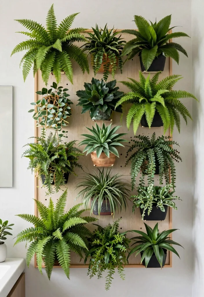 15+ Unique Bathroom Ideas with Plants That'll Transform Your Space (You Won't Believe #7!) - 6. Vertical Plant Wall 1
