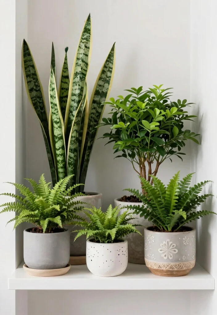 15+ Unique Bathroom Ideas with Plants That'll Transform Your Space (You Won't Believe #7!) - 9. Clustering Plants 1