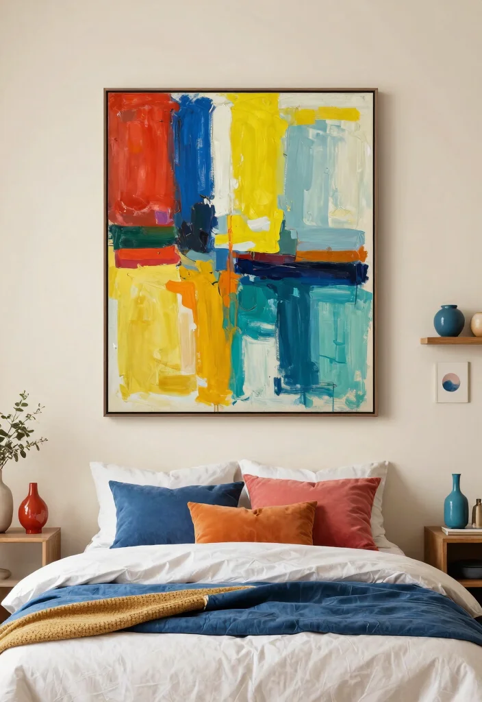 Transform Your Space: 15 Color Drenching Bedroom Ideas You Need to Try NOW! 46 Transform Your Space: 15 Color Drenching Bedroom Ideas You Need to Try NOW! - 13. Vibrant Wall Art 1