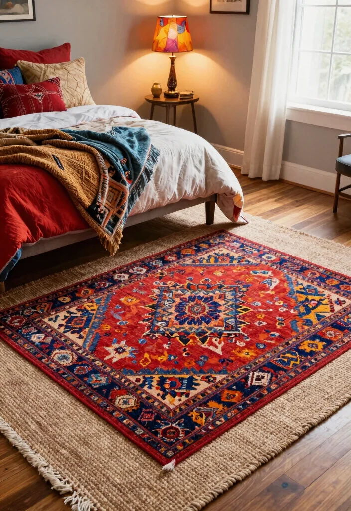 Transform Your Space: 15 Color Drenching Bedroom Ideas You Need to Try NOW! 15 Transform Your Space: 15 Color Drenching Bedroom Ideas You Need to Try NOW! - 4. Layered Rugs 1