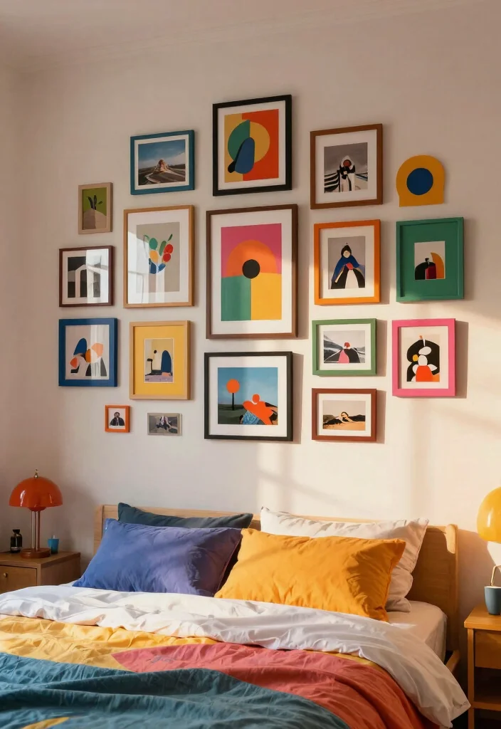 Transform Your Space: 15 Color Drenching Bedroom Ideas You Need to Try NOW! 27 Transform Your Space: 15 Color Drenching Bedroom Ideas You Need to Try NOW! - 6. Eclectic Gallery Walls 1