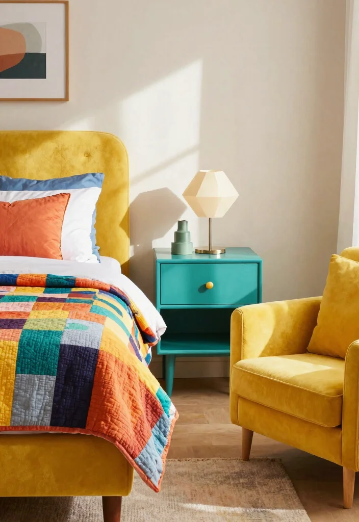 Transform Your Space: 15 Color Drenching Bedroom Ideas You Need to Try NOW! 28 Transform Your Space: 15 Color Drenching Bedroom Ideas You Need to Try NOW! - 7. Fun Furniture Pieces 1