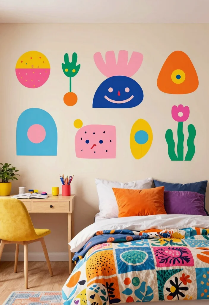 Transform Your Space: 15 Color Drenching Bedroom Ideas You Need to Try NOW! 31 Transform Your Space: 15 Color Drenching Bedroom Ideas You Need to Try NOW! - 8. Artistic Wall Decals 1