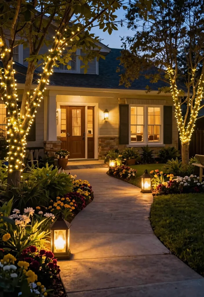 Unlock Your Home's Charm: 15+ Cute Front Yard Ideas for Stunning Curb Appeal - 6. Outdoor Lighting Magic 1