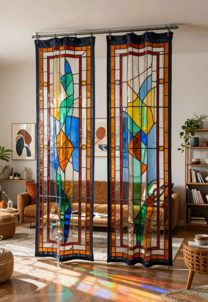 Unlock the Instagram Spring Trend: 11 Stained Glass Curtain Hacks You Can't Miss! - 1. Color Pop Room Dividers 1