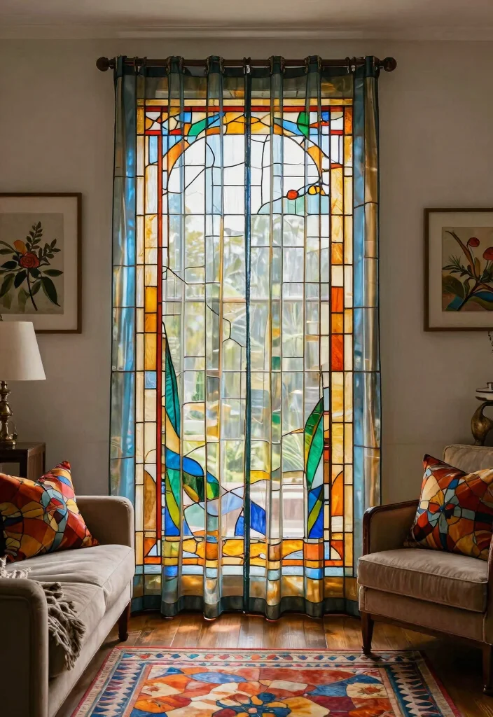 Unlock the Instagram Spring Trend: 11 Stained Glass Curtain Hacks You Can't Miss! - 4. Color-Coordinated Decor 1