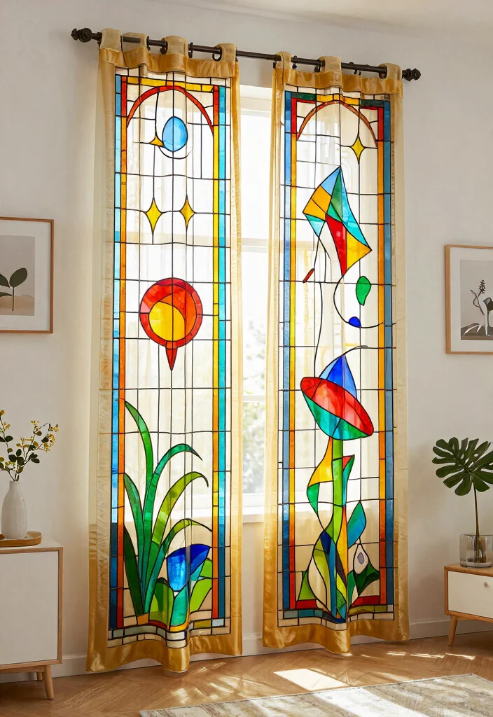 Unlock the Instagram Spring Trend: 11 Stained Glass Curtain Hacks You Can't Miss! - 7. Playful Patterns 1