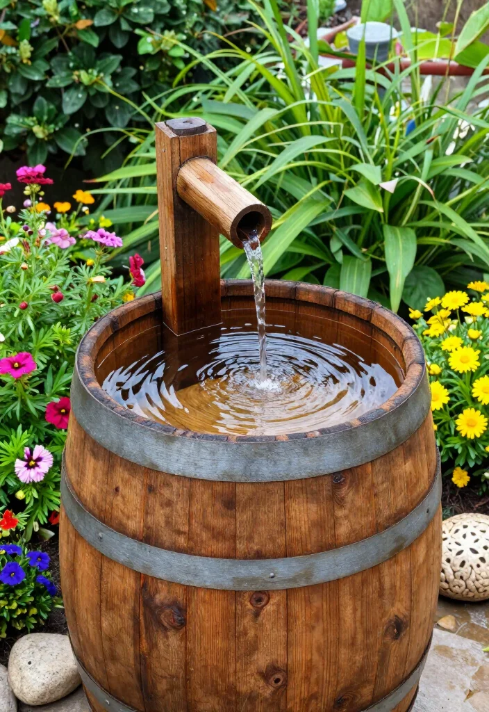 11 Stunning DIY Water Feature Ideas That Will Transform Your Backyard Oasis! - 2. Wooden Barrel Water Feature 1