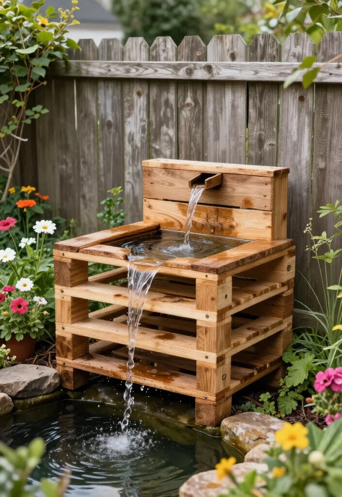 11 Stunning DIY Water Feature Ideas That Will Transform Your Backyard Oasis! - 6. Rustic Pallet Water Feature 1