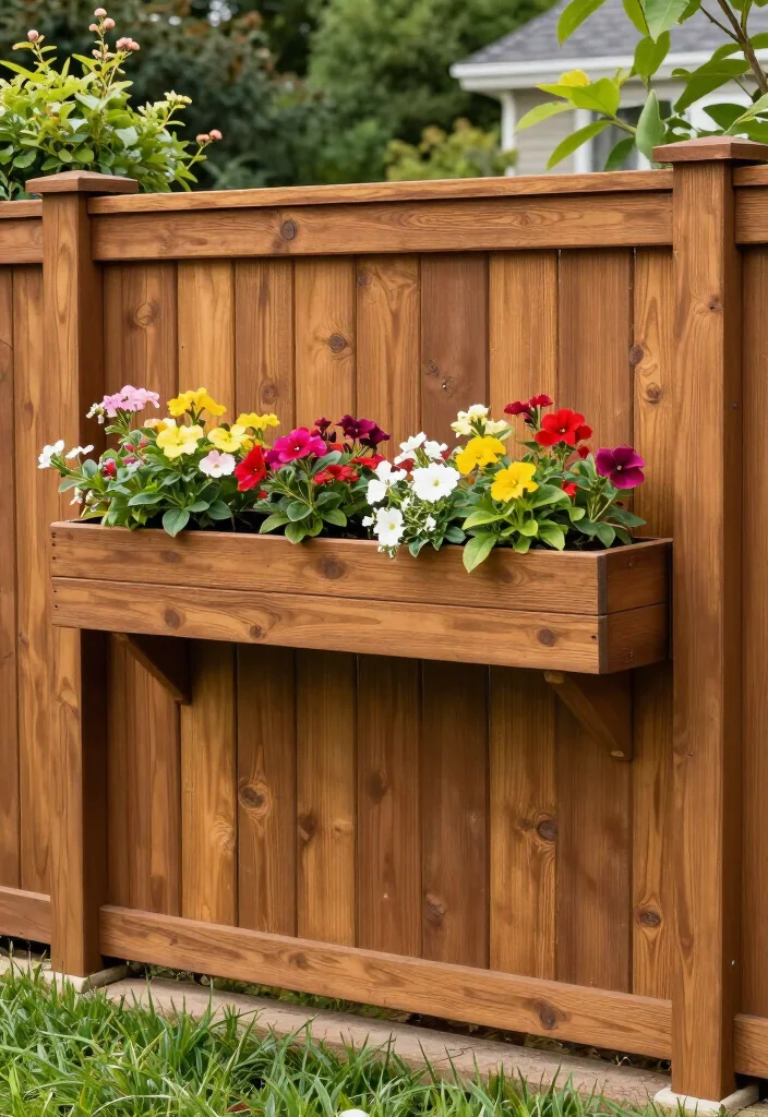 11 Best Wood Fence Ideas That'll Add Character and Charm to Your Yard (You'll Love #5!) 28 11 Wood Fence Ideas That'll Add Character and Charm to Your Yard (You'll Love #5!) - 8. Privacy Fence with Planter Boxes 1