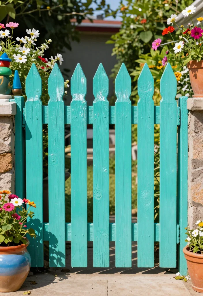 11 Best Wood Fence Ideas That'll Add Character and Charm to Your Yard (You'll Love #5!) 29 11 Wood Fence Ideas That'll Add Character and Charm to Your Yard (You'll Love #5!) - 9. Painted Fence for a Pop of Color 1