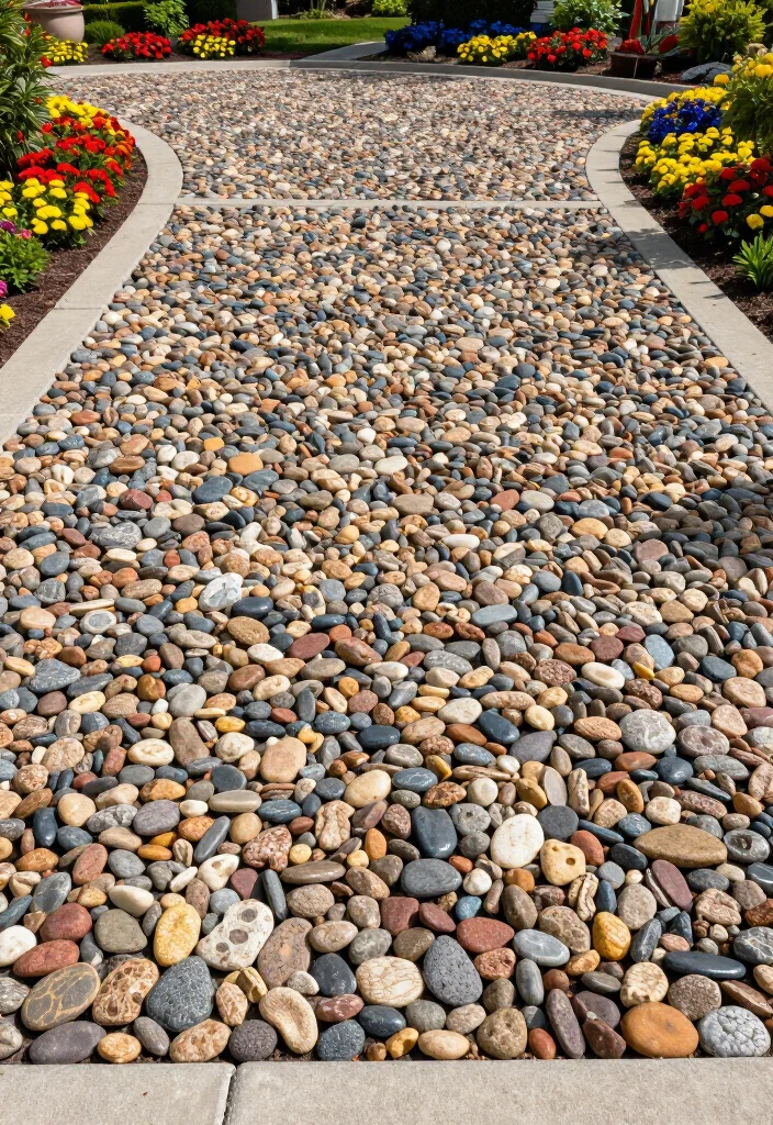 13 Driveway Ideas On A Budget That Look Way More Expensive Than They Cost 39 13 Driveway Concepts On A Budget That Look Way More Expensive Than They Cost 🚗✨ - 7. Colorful Aggregate 1