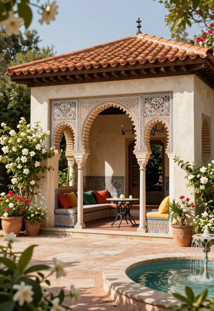 13 Stunningly Elegant Pavilion Designs You Need in Your Backyard This Year! 15 13 Stunningly Elegant Pavilion Designs You Need in Your Backyard This Year! - 4. Luxurious Mediterranean Pavilion 1