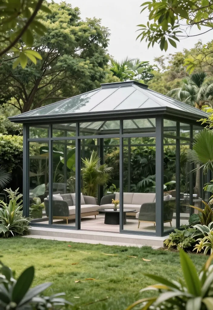 13 Stunningly Elegant Pavilion Designs You Need in Your Backyard This Year! 27 13 Stunningly Elegant Pavilion Designs You Need in Your Backyard This Year! - 6. Chic Glass Pavilion 1