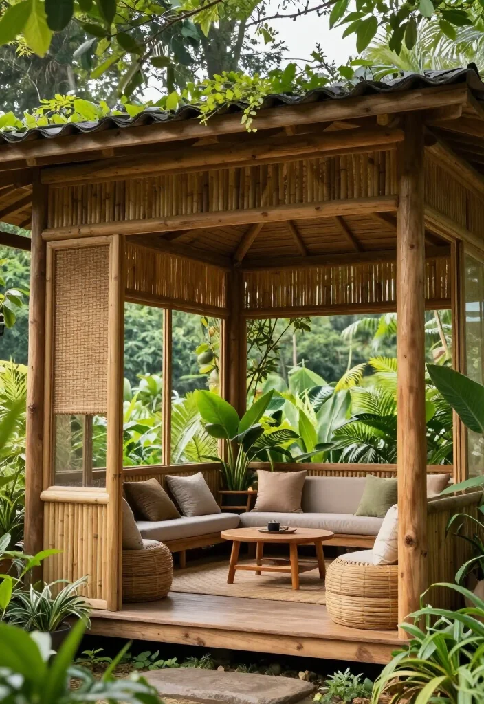 15 Modern Backyard Gazebo Designs That Will Make Your Neighbors Envious! - 4. The Nature-Inspired Oasis 1