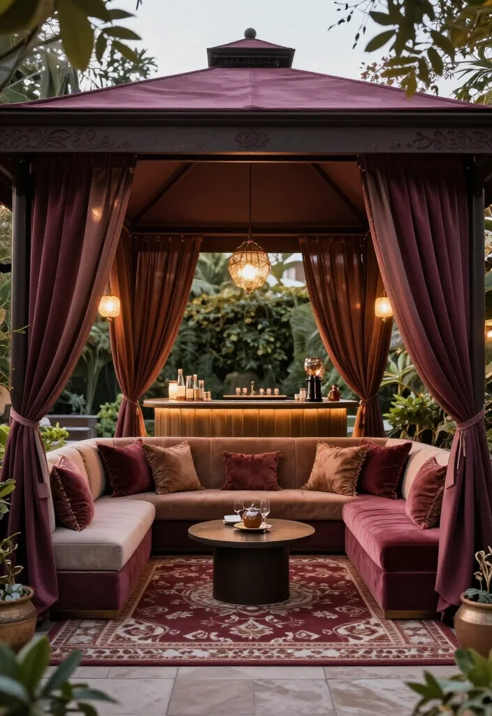 15 Modern Backyard Gazebo Designs That Will Make Your Neighbors Envious! - 5. The Luxurious Lounge 1