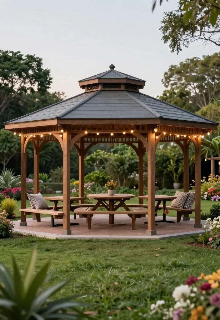 15 Modern Backyard Gazebo Designs That Will Make Your Neighbors Envious! - 7. The Family Gathering Space 1