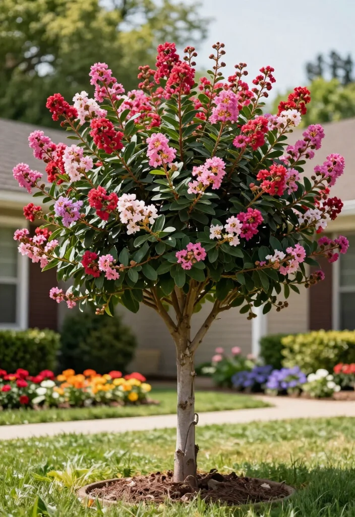 15 Small Trees for Your Front Yard That Will Make Neighbors Envious! 34 15 Small Trees for Your Front Yard That Will Make Neighbors Envious! - 11. Black Diamond Crape Myrtle (Lagerstroemia indica) 1