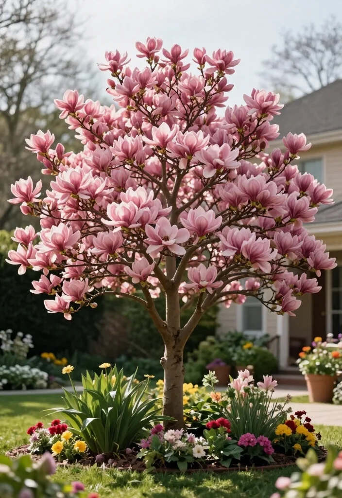 15 Small Trees for Your Front Yard That Will Make Neighbors Envious! 18 15 Small Trees for Your Front Yard That Will Make Neighbors Envious! - 7. Saucer Magnolia (Magnolia x soulangeana) 1