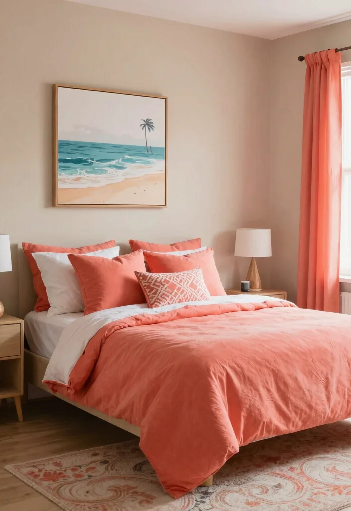 15 Stunning Bedroom Color Choices That'll Transform Your Space (You Won't Believe #7!) - 6. Bold Coral 1