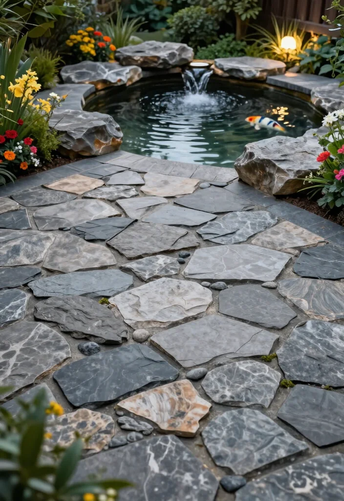 15 Stunning Paver Patios That'll Transform Your Backyard into a Dream Oasis! - 6. Textured Pavers with Water Features 1