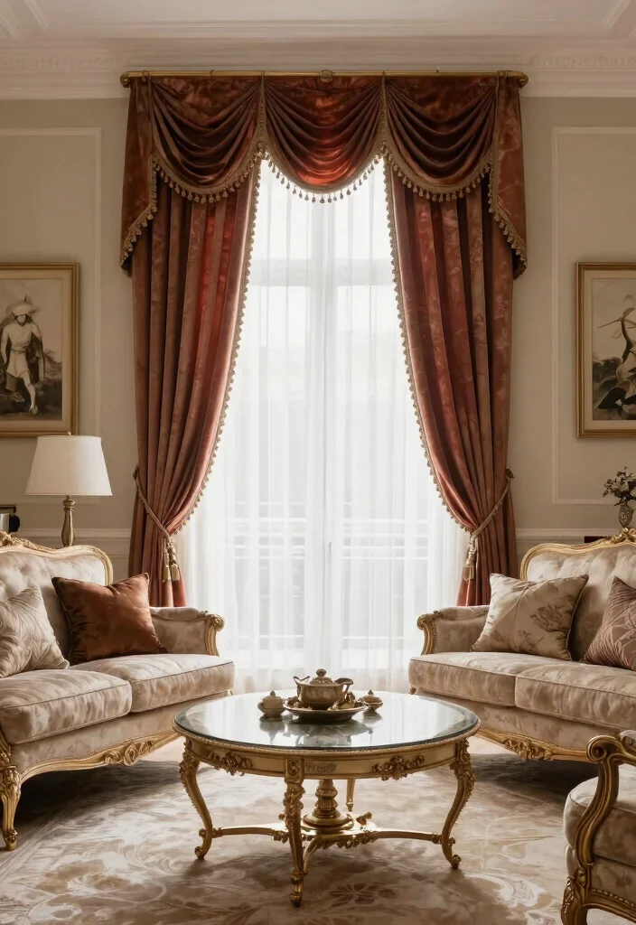 15 Trendy Sheer Curtains Living Room Ideas That'll Transform Your Space Instantly! - 13. Elegant Drapery for Formal Spaces 1