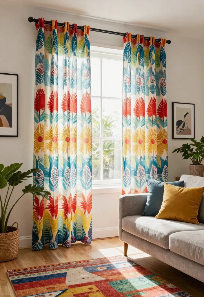 15 Trendy Sheer Curtains Living Room Ideas That'll Transform Your Space Instantly! - 2. Bold Patterns for a Statement Look 1